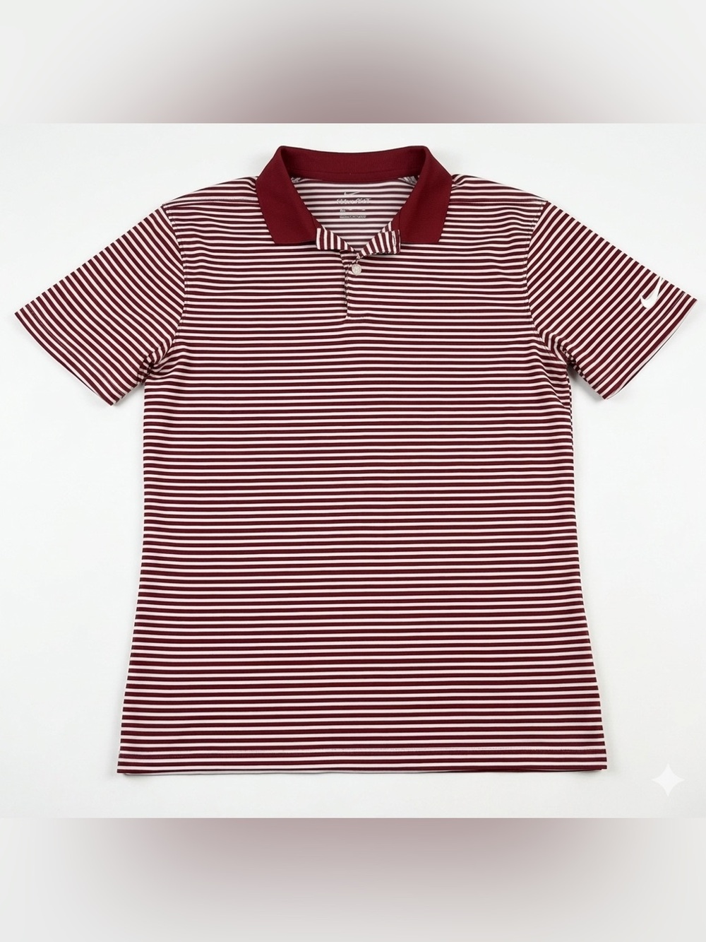 Nike Red and White Striped Polo Shirt
